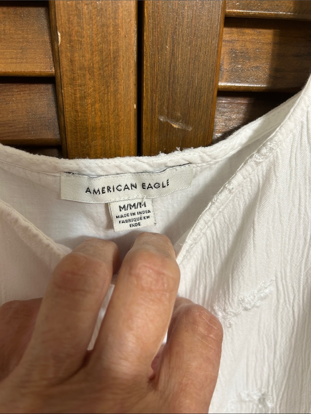 American Eagle Outfitters Embroidered White Tiered Tie-Shoulder Sundress Size M - Picture 6 of 8